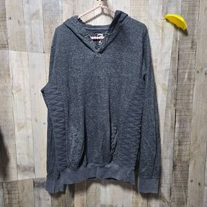 Seven Souls Charcoal Quilted Mixed Media Henley Hoodie XL Streetwear Outdoor